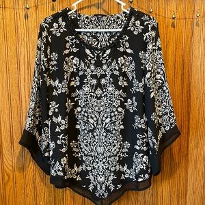 Roz & Ali Beaded Neck Sheer Overlay Top